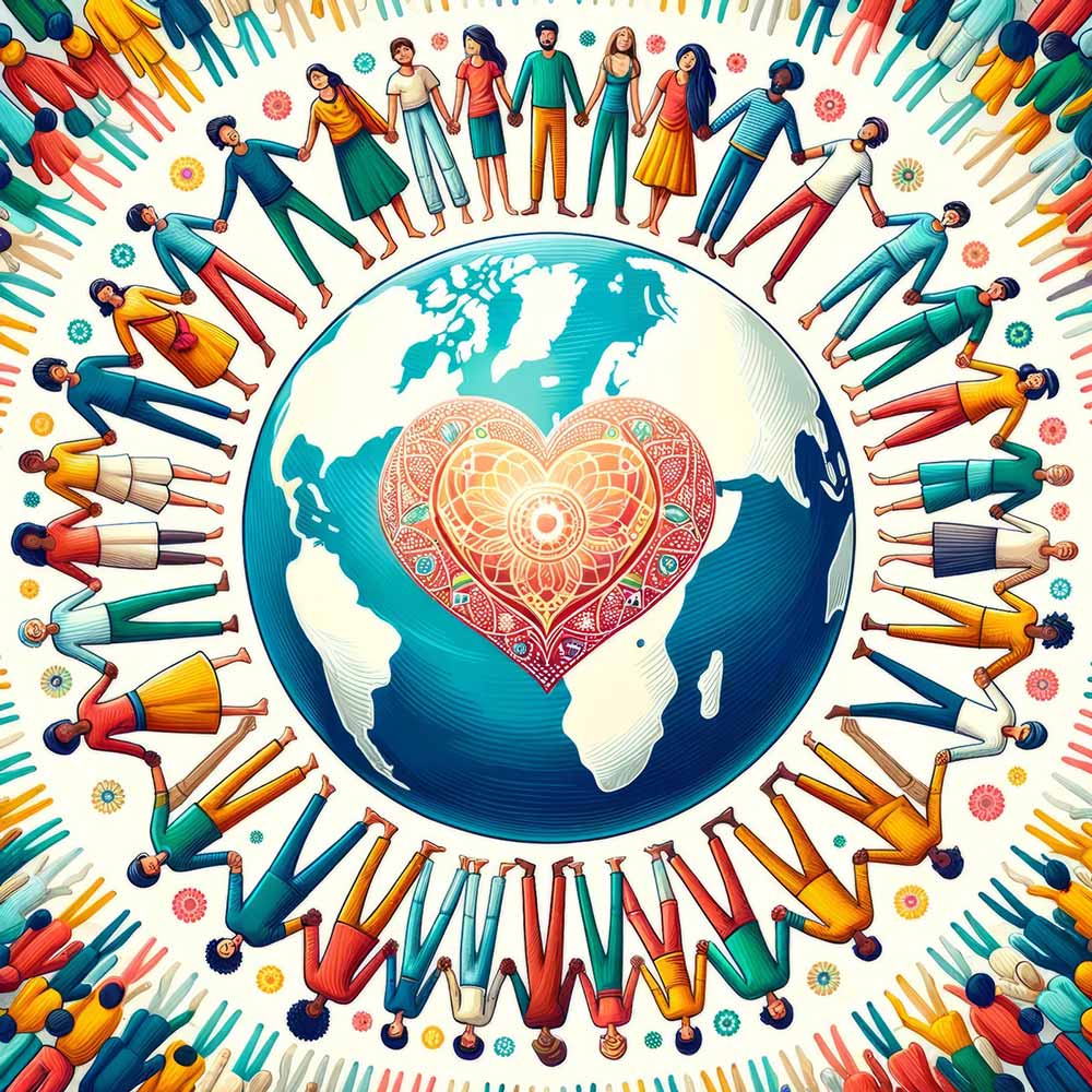 people in harmony around the earth image